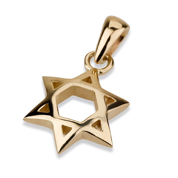 14K Gold Star of David Pendant, solid gold judaica pendant, gold magen david,  jewish jewelry
