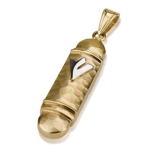 14k Gold Mezuzah Pendant, Mezuzah Necklace, Jewish Jewelry