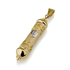 14k Gold Mezuzah Pendant, Bar mitzvah gift, Jewish gift