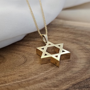 14k massief gouden Davidster-hanger, Joodse sieraden, Made in Israel