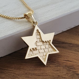 14k yellow gold Star of David Pendant, Jerusalem Pendant, Magen David Pendant