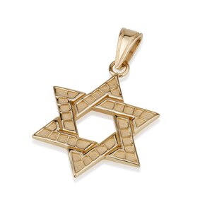 14k Gold Star of David Pendant, Bar mitzvah gift, Jewish pendant