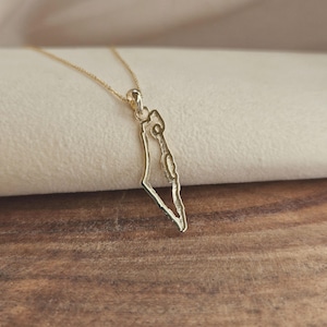 14k Gold Israel Map Anhänger, Israel Halskette, Made in Israel, Karte von Israel