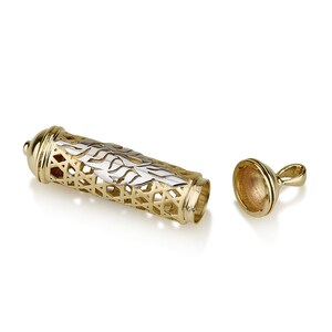 14k Gold Mezuzah Pendant, Bar mitzvah gift, opening mezuzah pendant