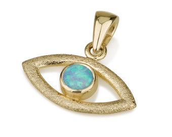 Evil Eye Charm - Opal Eye Charm Pendant - 14k Gold Eye Pendant - Evil Eye Protection Pendant - Gold Protection Jewelry