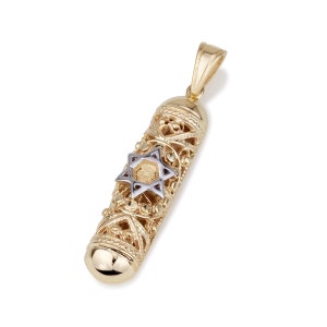 14k Gold Mezuzah Pendant, Mezuzah Necklace, Jewish Gifts