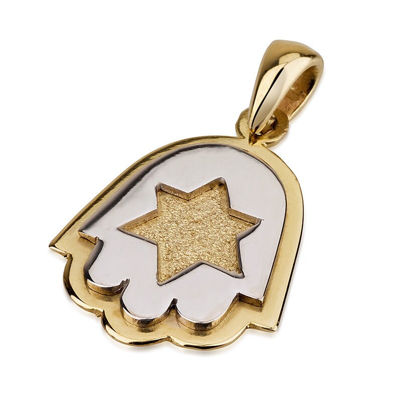 14k Gold Hamsa Pendant, Jewish jewelry