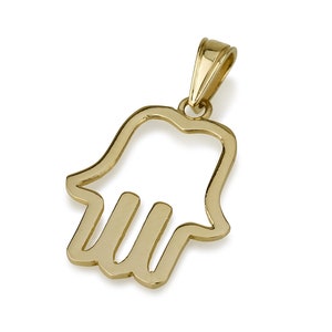 14k Gold Hamsa Pendant, Judaica Jewelry, Bat Mitzvah gift