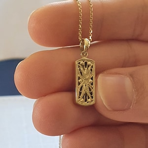 14k Gold Mezuzah Pendant, Bar mitzvah gift