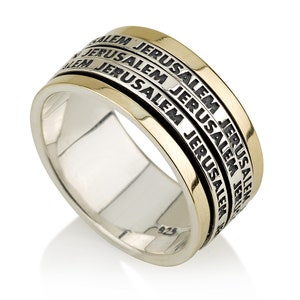 14k Gold and Silver Ring, jewish ring, love ring, jerusalem ring