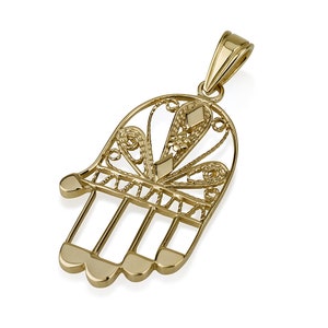 14k Gold Hamsa pendant, Judaica Jewelry, Made in Israel