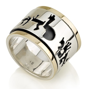 14k Gold and Silver Ring, Ani Ledodi, jewish ring