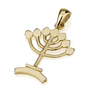 14k Gold Menorah Pendant, jewish jewelry, Tiny Menorah Pendant, Hanukkah Jewelry