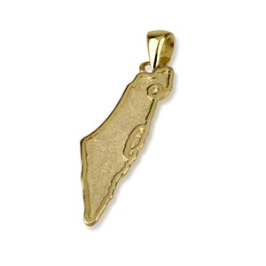 14k gouden hanger met kaart van Israël, ketting van Israël, gemaakt in Israël