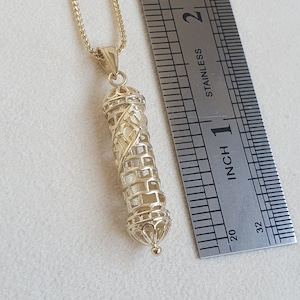 14k Gold Mezuzah pendant, Shema Israel, Bar mitzvah gift