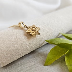 14k gouden Davidster-hanger, massief gouden hanger, judaica-sieraden, cadeau vleermuis mitswa