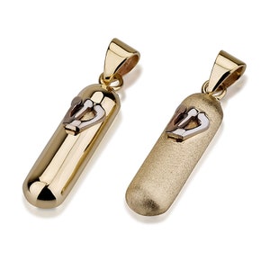 14k Gold Tiny Mezuzah Pendant, Judaica Jewelry
