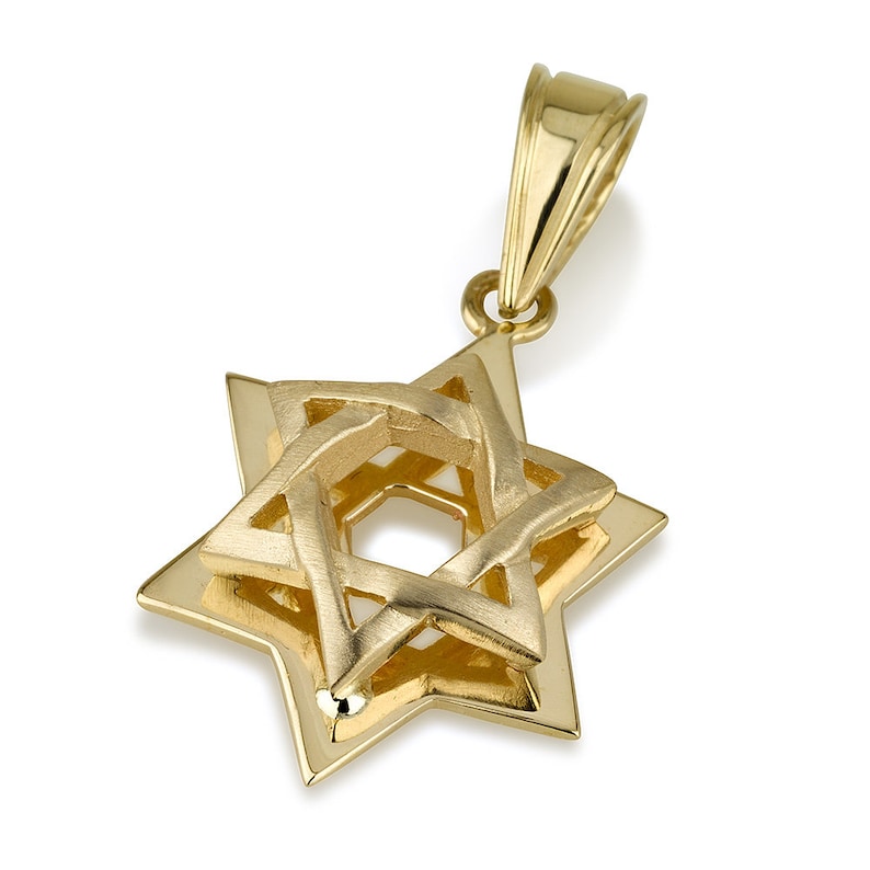 14k Gold Star of David Necklace, Made in Israel, Star of David Pendant