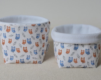 Utensilo fabric basket with owl motif and cuddly soft fleece