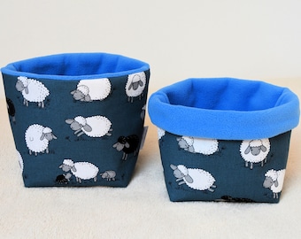 Utensilo fabric basket with sheep motif and cuddly soft fleece