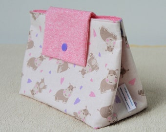 Cute cosmetic bag with a hippo motif