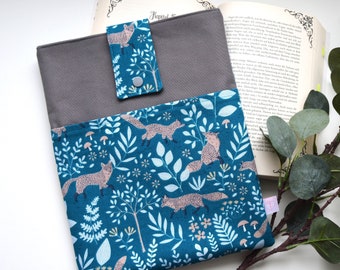 Book cover / tablet cover / book bag foxes with outside pocket or pocket in two different sizes