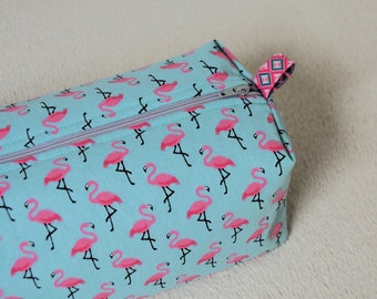 Cosmetic bag Boxy Bag with flamingos blue pink