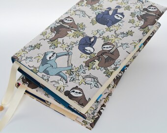 Book cover book protective cover sloths for hardcovers up to 23 cm