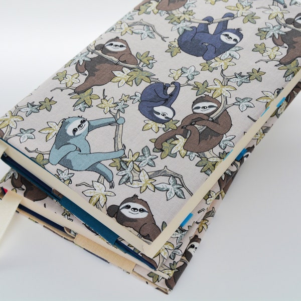 Book cover book protective cover sloths for hardcovers up to 23 cm