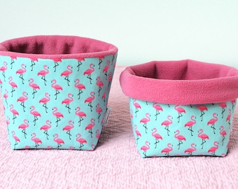 Utensilo fabric basket with flamingo motif and cuddly soft fleece