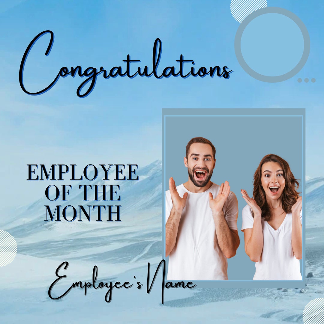 Digital Light Blue Employee of the Month Banner - Etsy