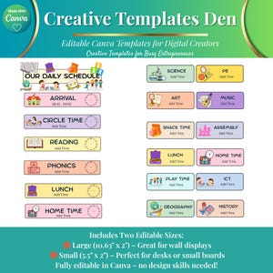 Pastel Classroom Daily Schedule Cards – Editable Canva Template - For Teachers