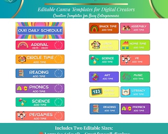 Rainbow Daily Schedule Cards – Editable Canva Template - For Teachers