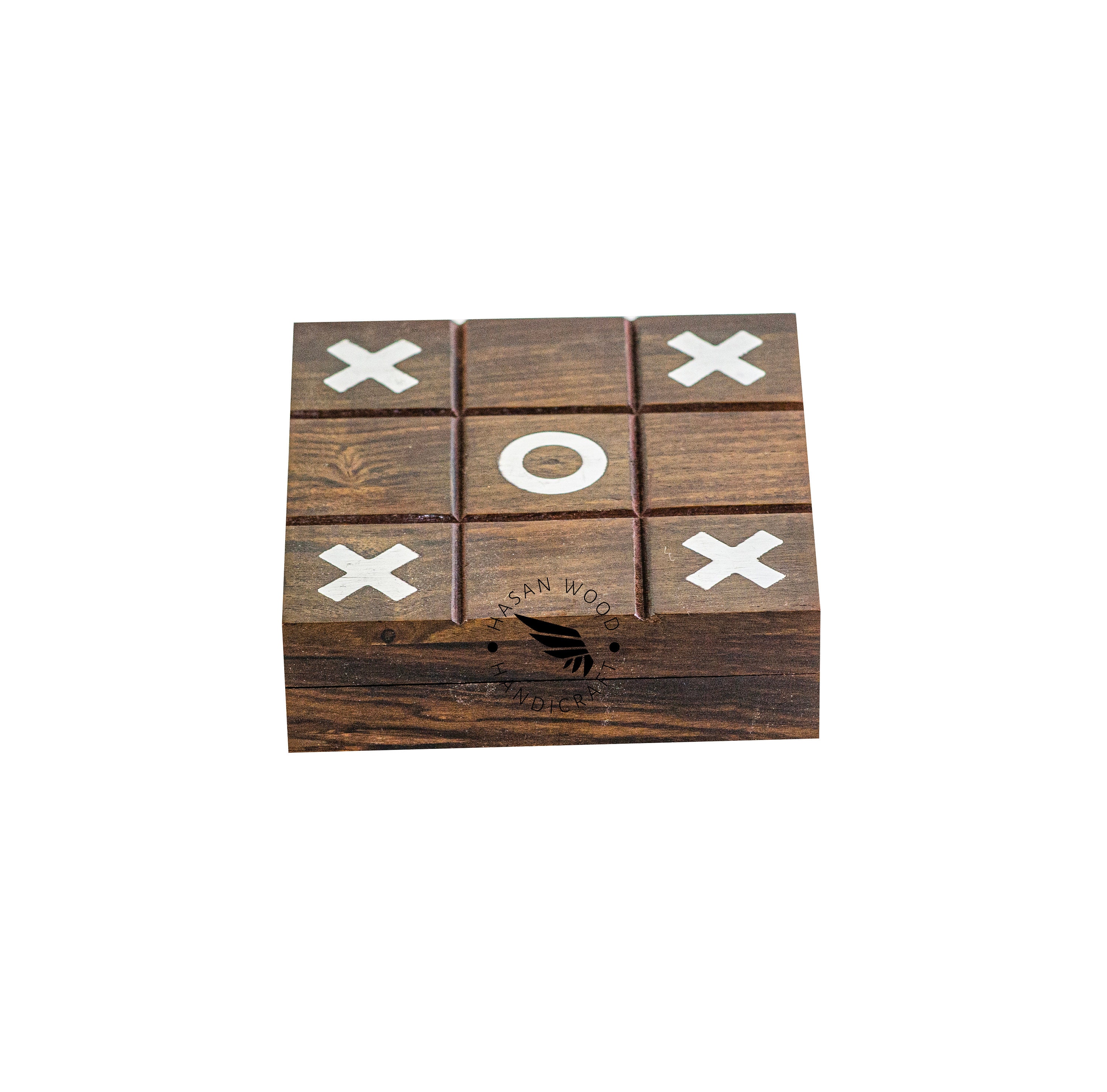 Tic Tac Toe Game, 5x5 Tic tac Toe Box with Glass Lid, Coffee Table Game, Family Board Games, Wood Tic Tac Toe for Kids Adults