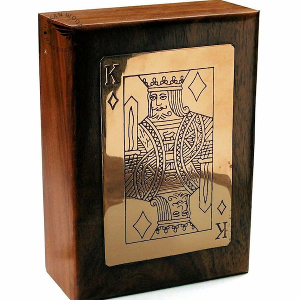 Handmade King Playing Card Wooden Box Personalised  Playing cards with  wooden Box of Sheesham