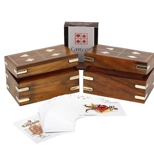 Handmade Wooden Playing Card Box with Brass Inlay | Double Deck Card Storage | Vintage Gift