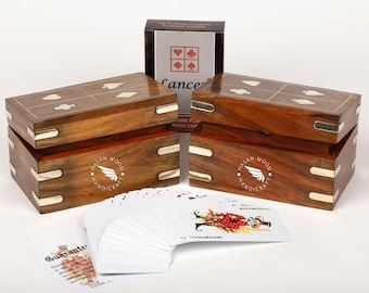 Handmade Wooden Box Case Double Playing Cards, Set Holder Hasan Wood Handicraft - Unique Decorative Storage Box Gifts for Adults Brand: