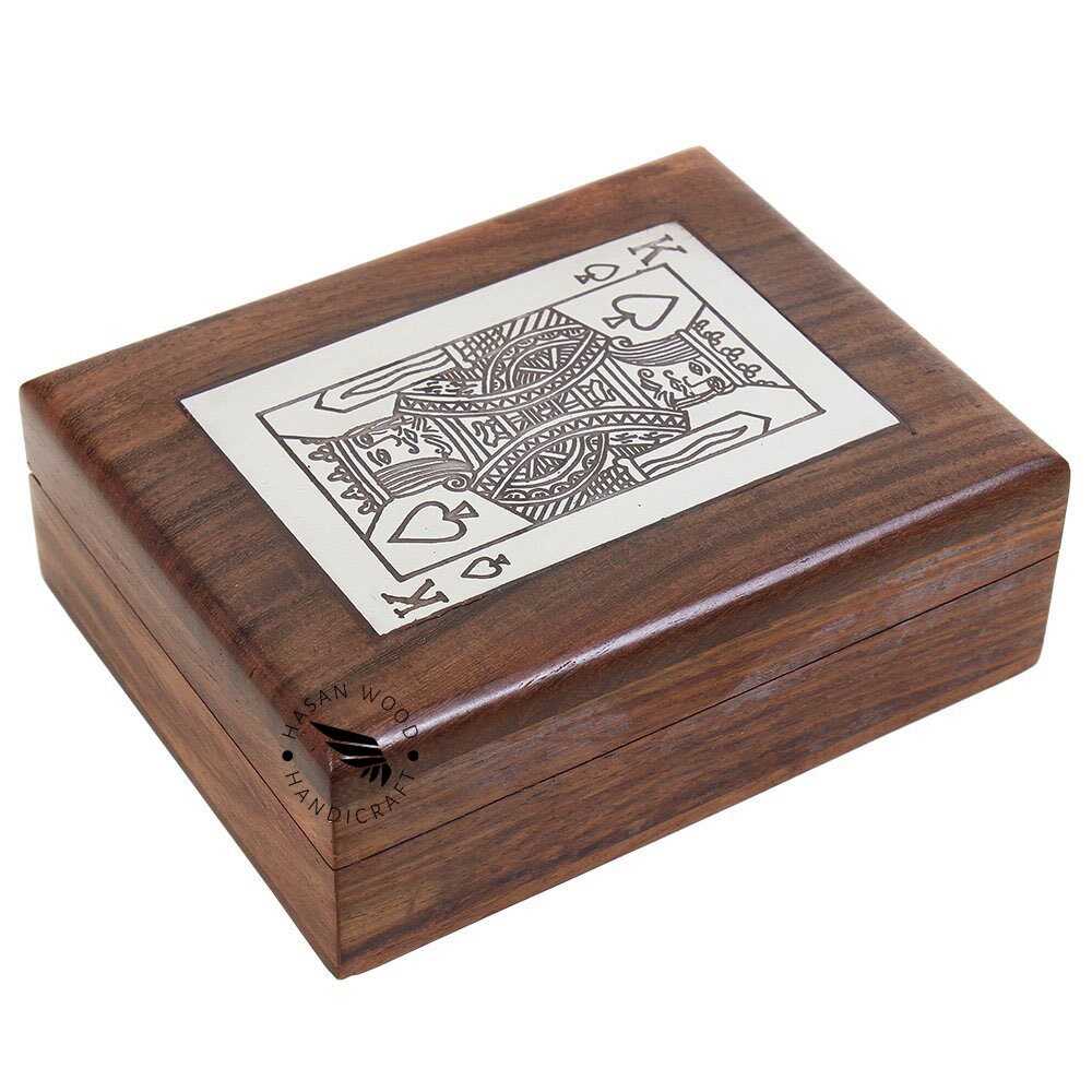 Handmade King Playing Card Wooden Box Personalised Playing Cards With Wooden Box of Sheesham Etsy