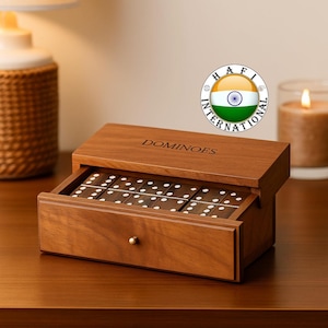 Personalized Dominoes Set for Adults | Custom Wooden Double Six Dominoes with Box | Family Game Night | Gift for Birthday, Christmas & More
