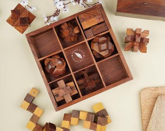 Juego de rompecabezas Rosewood Brain Teaser: 9 juegos de escape mecánicos