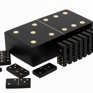 Personalized Wooden Domino Set, Rosewood, Brass Inlay Tiles, Custom Box
