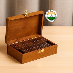 Personalized Wooden Double Nine Dominoes Set with Box | Custom 55 Tile Domino Game | Family Game Night | Birthday Wedding Gift