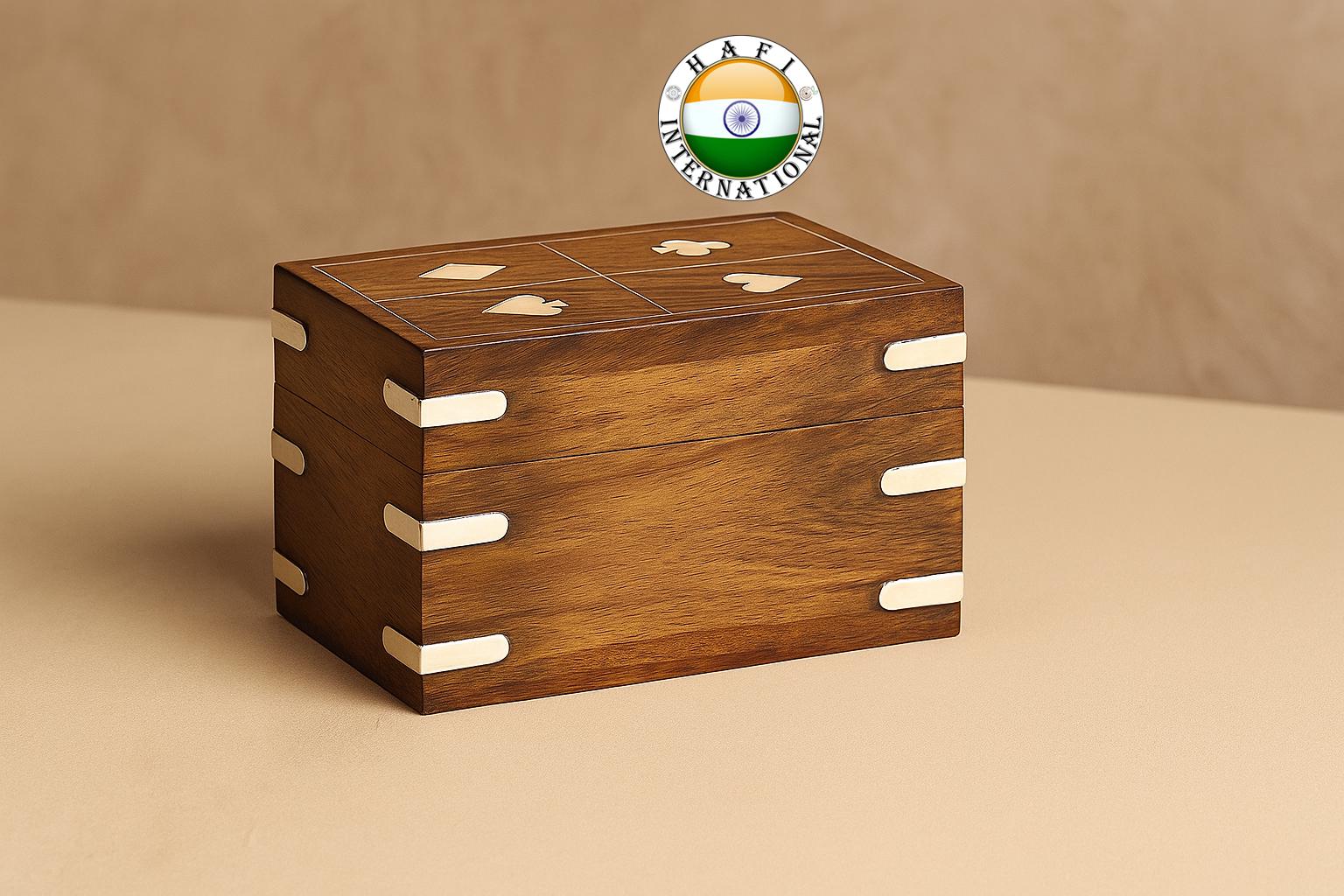 thumbnail image 2 of FLFWLASS Double Decks Wooden Playing Card Case Holder 2 of 11