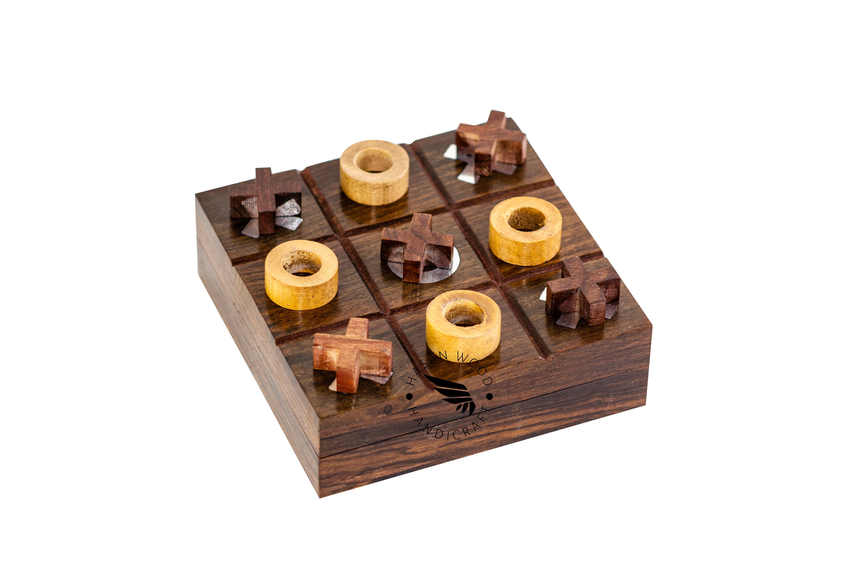 Tic Tac Toe Game, 5x5 Tic tac Toe Box with Glass Lid, Coffee Table Game, Family Board Games, Wood Tic Tac Toe for Kids Adults