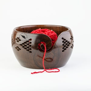 Rosewood Yarn Bowl - Turned Wood Yarn Bowl for Knitting Crocheting - A perfect Christmas Gift for Knitter Lover - Smooth, Durable and Heavy!