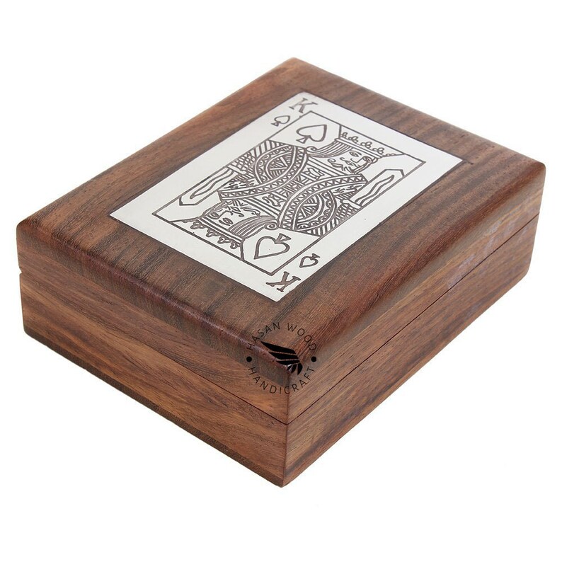 Handmade King Playing Card Wooden Box Personalised Playing Cards With