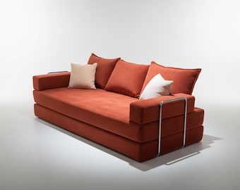 Modern Navy Blue Corduroy Modular Corner Sofa, Minimalist Floor Couch, Functional Seating with Metal Support, Floor Pillow Sofa