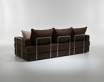 Modern Modular Chrome Sofa Support Rail | Minimalist Cushion Backrest Holder for Floor Couches | Sleek Industrial Furniture Hardware