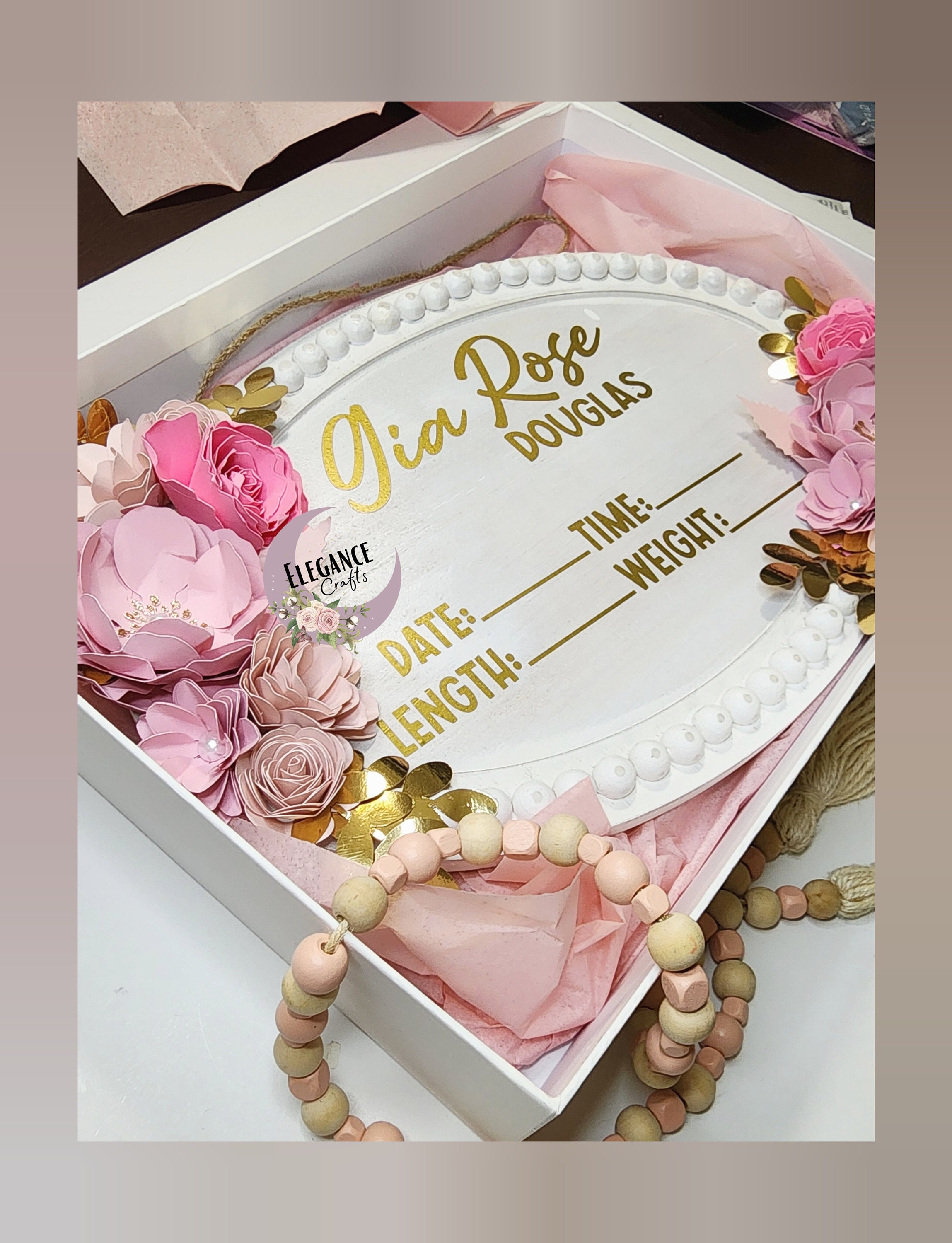 Baby Door Hanger for Hospital, Baby Girl Door Hanger, Oval Door Hanger