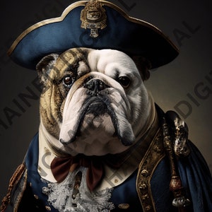 Admiral Bulldogge - Digital druckbare Wandkunst - Geschenke für Tierliebhaber - Wohnkultur
